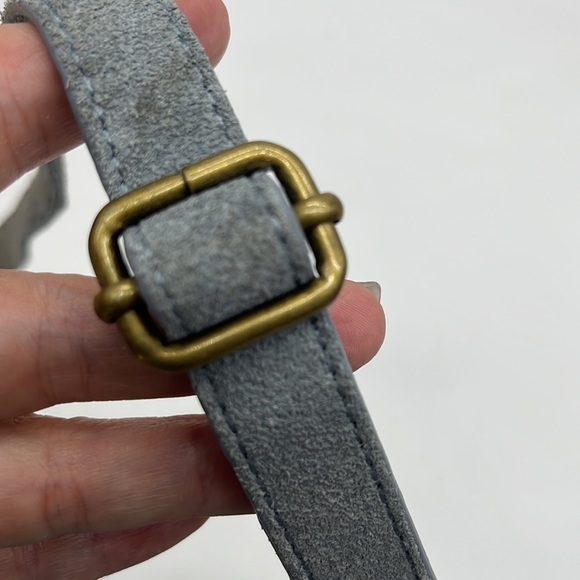 Margot Light Blue Suede Crossbody Bag. MCB2162C - Picture 7 of 14